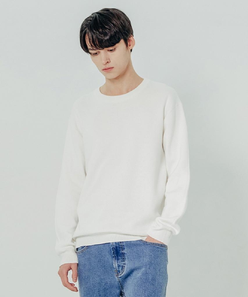 ADHOC Men'S Crew Neck Sweater (O-White)