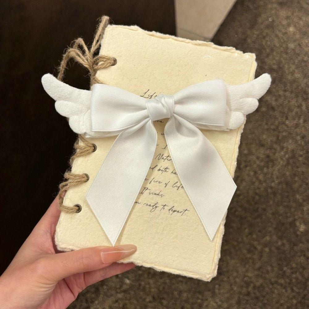 Y2K Angel Wing Hair Clip Spicy Girl Cute Duckbill Clip Fashion Satin Bow Hairpin Daily