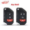 Kigoauto Remote Key Case Shell 3 Button with Panic OHT1130261 for Jeep Wrangler 2018-2019 Flip Key Fob Replacement Case Housing