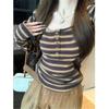 [Cashmere Original Fabric] Maillard Design Bottoming Shirt Long-sleeved T-shirt Women's Autumn New Casual Stripes