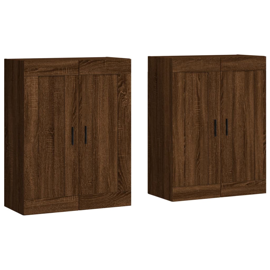 Wall Cabinets 2 Pcs Brown Oak Effect Particleboard