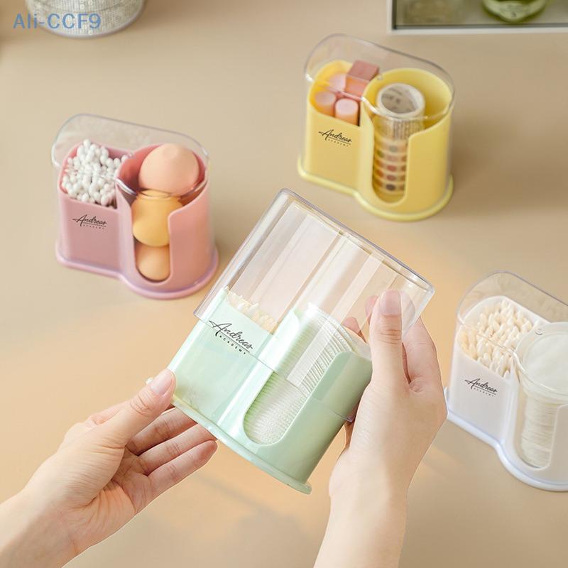 Desktop Dustproof Storage Box For Cotton Pads And Swabs With Lid, For Cosmetics Storage And Organization