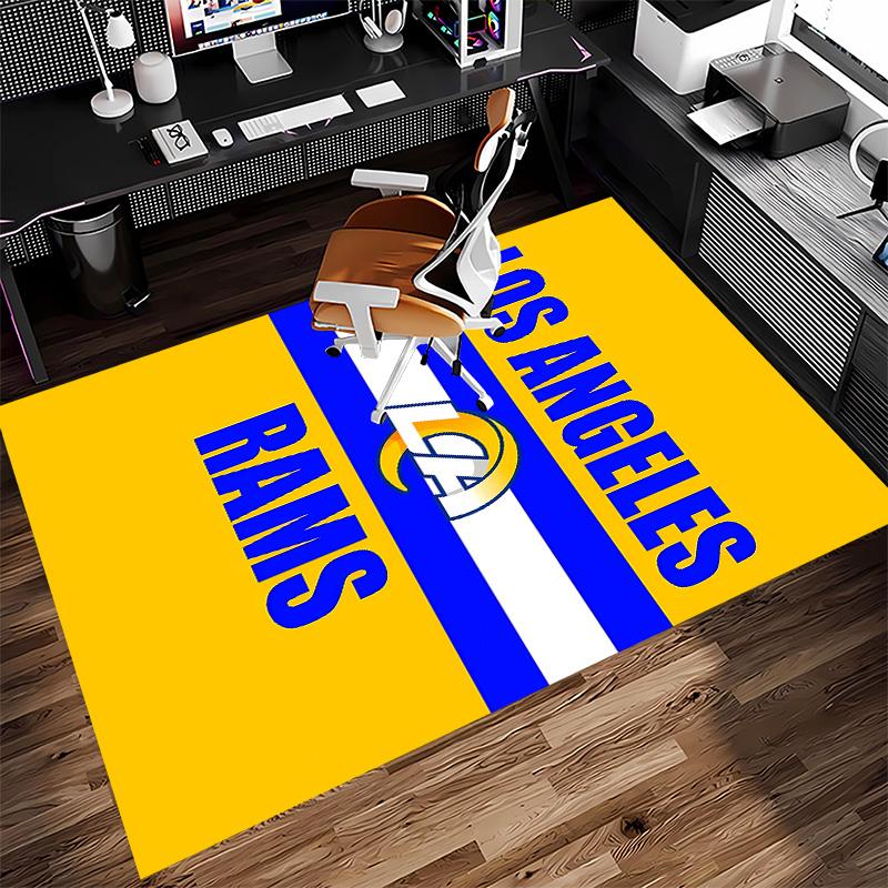 Los Angeles Rams Logo Print Area Rug - Soft, Washable Non-Slip Indoor Mat for Office Chairs, Living Room, Home Office Decorative Rug