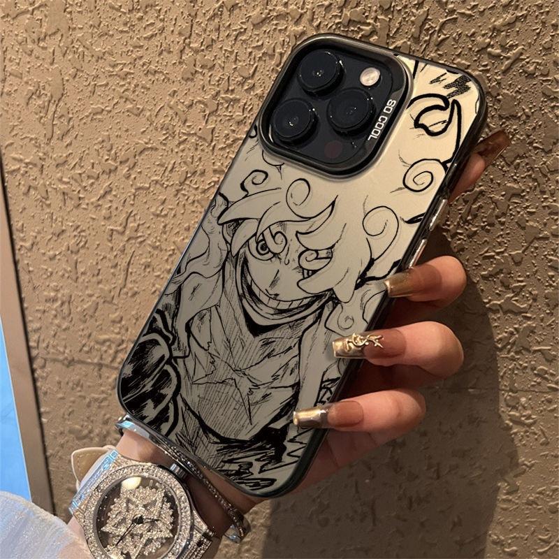 Sketch ONE PIECE metal button IMD for Apple 14promax mobile phone case iphone13/12/8 creative