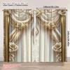 Set Of 2 Elegant Golden Flower Pattern Curtain Home Decor Royal Style Curtains Bedroom Office Kitchen Living Room For Area Made Polyester