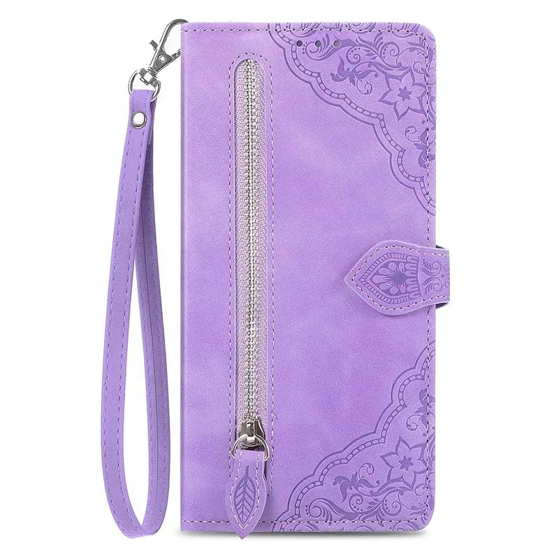 Zipper Leather Flip Wallet Case For OPPO Find X6 X8 Pro Reno 12 12F 13 Pro 7 7A 8 Lite A40 A40M A60 A80 A18 A38 A79 Phone Cover