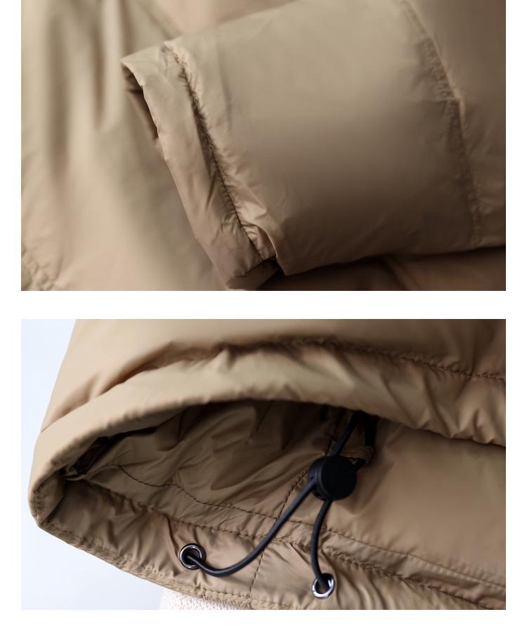 Women's Mid-Length Hooded Patchwork Pendant Down Jacket - Plus Size, Loose Fit, White Duck Down, Autumn/Winter Style