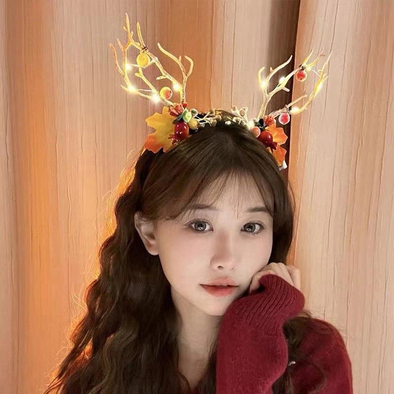 Luminous Hair Accessorie Cute Hairpin Kawaii Headwear Latest Year Headband Accessorie Christmas Decoration For Kids
