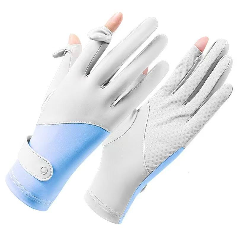 Women's UV Protection Fingerless Cycling Gloves - Non-Slip, Breathable, Ice Silk, Touchscreen Compatible for Summer Driving