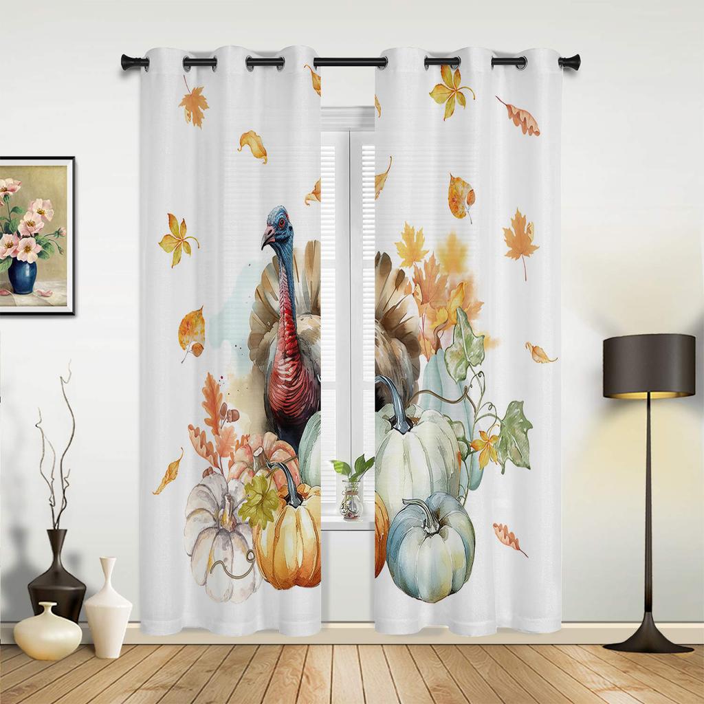 Thanksgiving Kürbis Truthahn Vorhänge für Schlafzimmer Wohnzimmer Fenster Vorhang Behandlungen Jalousien Küche Home Decor Vorhänge
