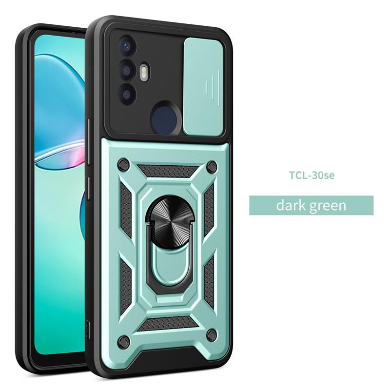 For TCL 30 SE Case Shockproof Armor Slide Lens Protect Coque For TCL 30SE Tcl30se 4G Car Magnetic Holder Ring Stand Back Cover