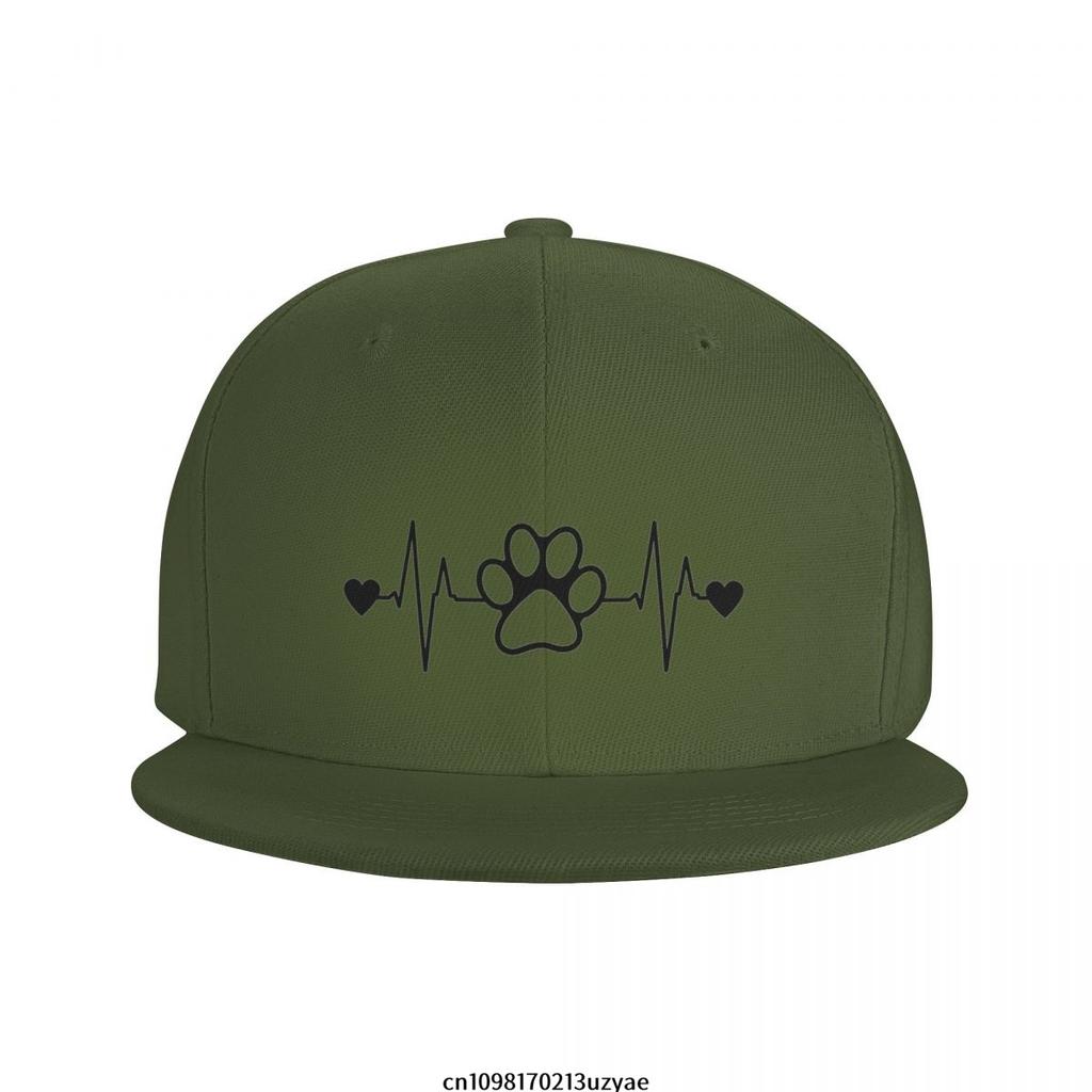 Paw Print EKG Heartbeat Dog Lover Unisex Baseball Cap Polyester Casual Snapback Adjustable Hat