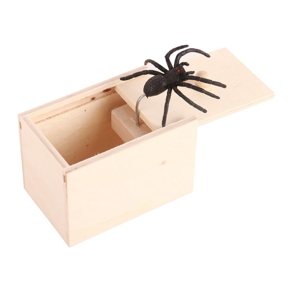 

New Spider Prank Box Realistic Box With Spider Popping Out Fun Joke Scarebox Toy Handmade Wooden Spider Scare Prank Box