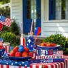 Patriotic Design: Wooden Table Sign Featuring Bold Red, White, And Blue Colors With Fireworks, Stars, And Festive July 4Th 2026