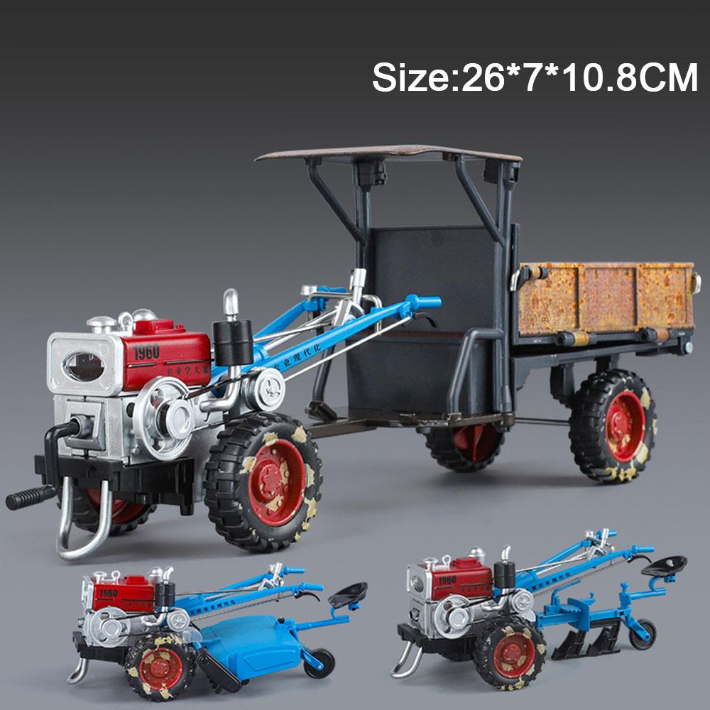 1:24 Agricultural Walking Tractor Toy Model Sound Light Alloy Diecast Retro Variable Engineering Vehicles Collection Gifts