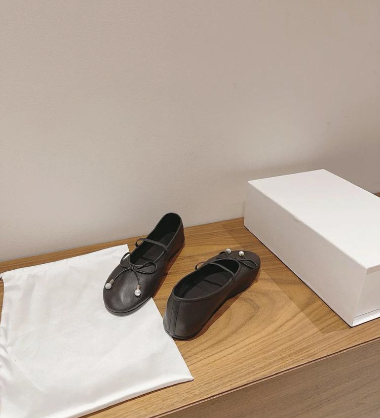 Versatile Soft Bow Ballet Shoes Women's Round Head Mary Jane Shoes Light Mouth Single Shoes Flat Grandma Shoes