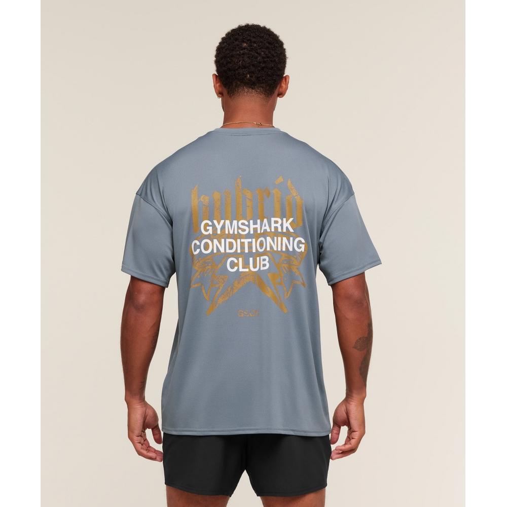 Gymshark Hybrid Graphic T shirT Iron Blue A3c4f ucTm