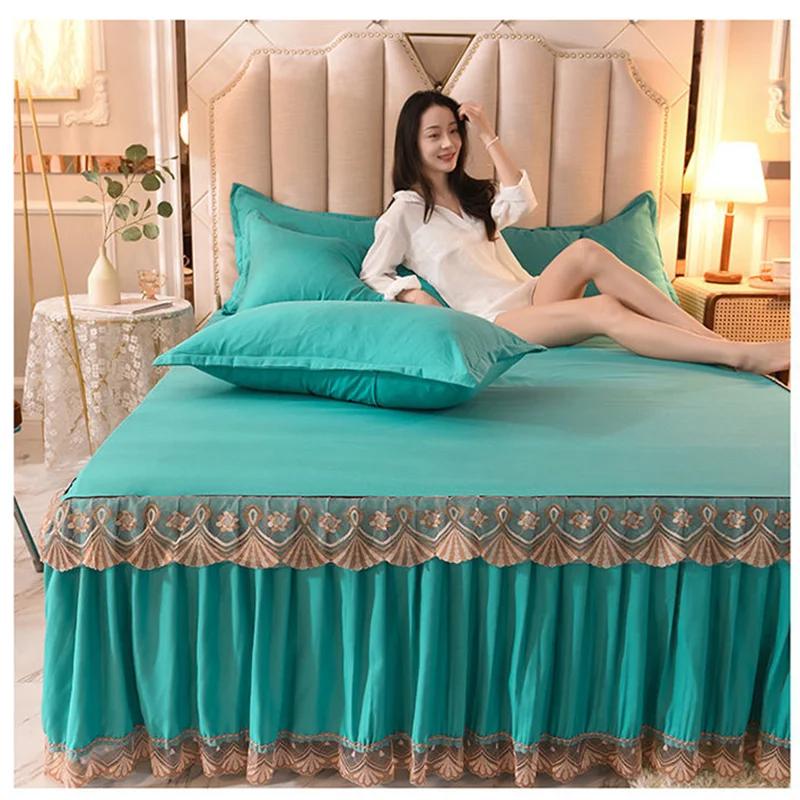 Cool Bed Skirt Lace Bedspread Princess Style Bedding Sets with Pillowcases Beautiful Bed Spreads Queen King Size Beddings