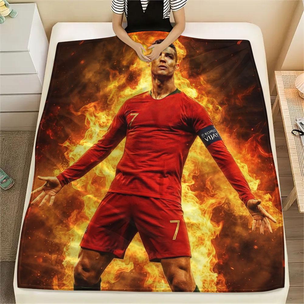 1PC CR7 Patterned Flannel Blanket Suitable For All Seasons for Home Decor Warmth and Comfort Gifts Holiday Present