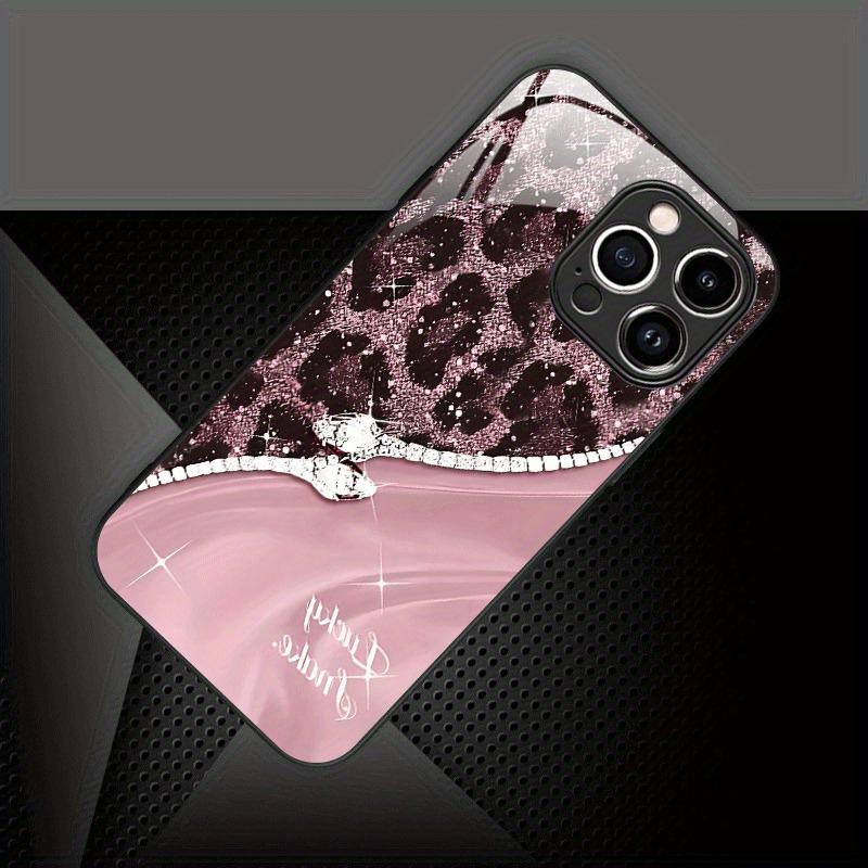 Leopard Print Rhinestone Snake Pattern Glass Phone Case For iPhone 16 17 Pro Max 11 12 13 14 15 17Air 16E 7 8 Plus XR XS X Cover