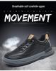 Men's Genuine Leather Crooked Head White Sneakers - Spring, Versatile, Thick Sole, Breathable, Hollow Casual Board Shoes