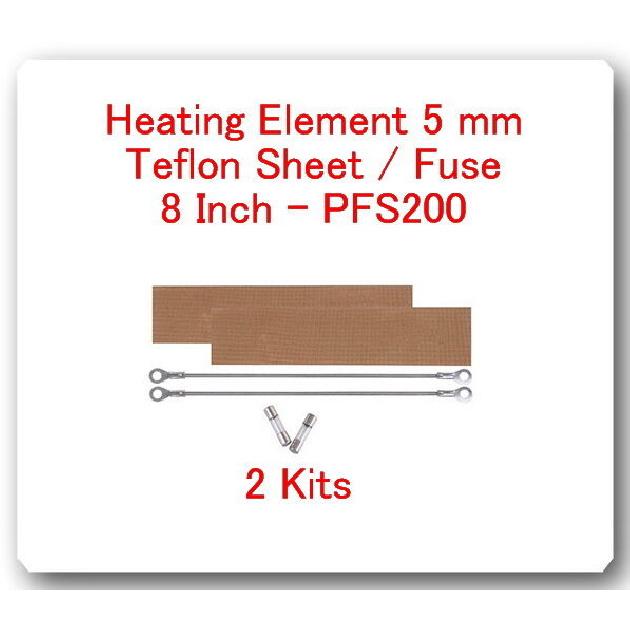 2 Replacement Heating Element 5 mm +2 PTFI Sheet For Impulse Sealer 8  PFS200