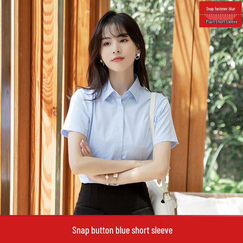 Damska Formalna Bluzka do Pracy - Opcje Długi/Krótki Rękaw w Kolorach Białym, Czarnym, Niebieskim na Wiosnę i Jesień