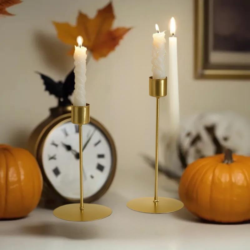 HOT European Style Metal Candle Holders Simple Golden Wedding Decoration Bar Party Living Room Decor Home Decor Candlestick