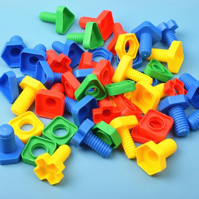 4PCS Matching Screw Random Mix Color DIY Plastic Nuts And Bolts Interactive Color Shape Cognition Montessori Educational Toy ZYF