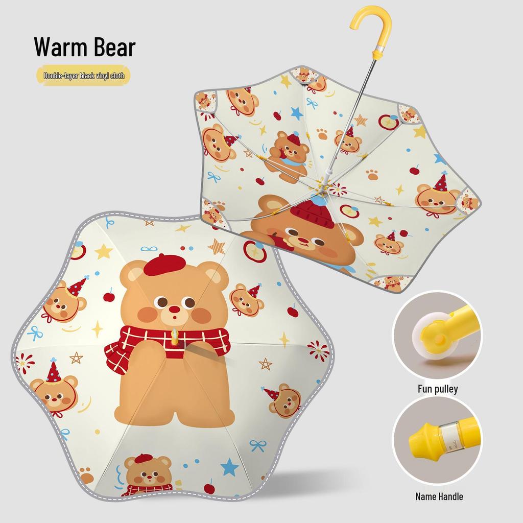 Children's Cartoon Umbrella: Safe, Rounded Corners, Anti-Puncture, Lightweight, Long Handle for Kindergarten & Elementary Boys and Girls.