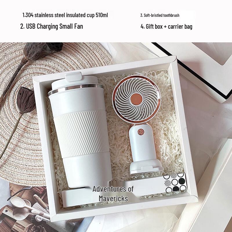 Aiqiyi A1 Refreshing Gift Set: Coffee Cup, Portable Fan & Toothbrush