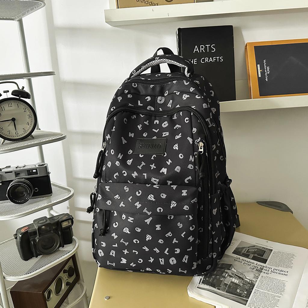 Schoolbag College Style Japanese Style Shoulder School Bag High School Boys Printed Simple Fashion Elementary School Boys Men's Lightweight Backpack