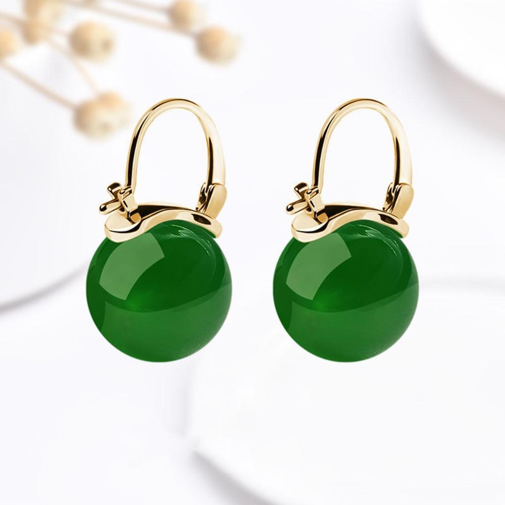 Ice Jade Jade Bead Earrings Circle Earrings Jewelry Gentle Ear Buckle Women