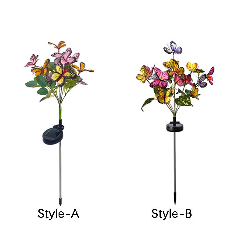 Solar Simulation Flower Butterfly Lawn Light Ground Plug Lamp Lawn Light Holiday Garden Decor Outdoor Wedding Christmas Decor