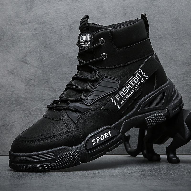 2025 Spring Men's Trendy Casual Outdoor Leather Work Boots - Fashionable British High-Top Design