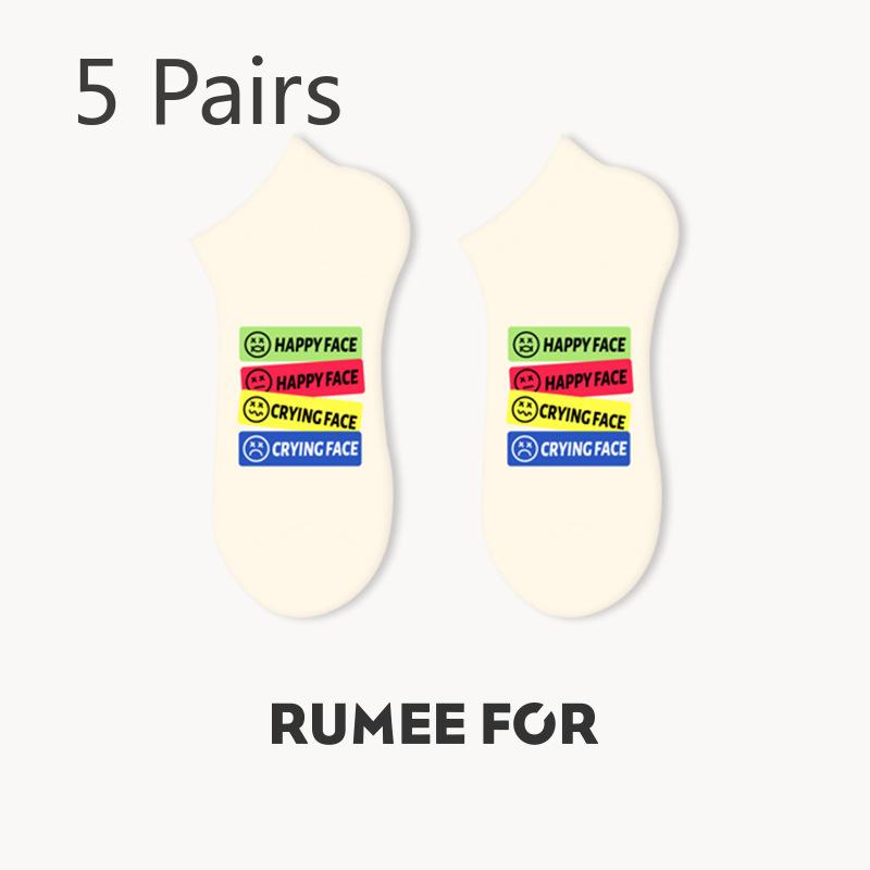 5 Pairs of Women's Summer Trend Outdoor Sports Deodorant Boat Socks