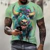 Fun Cartoon Cow Pattern T-Shirt for Men Cute Animal 3D Printed Tees Summer Casual Short Sleeve O-Neck Loose Street T Shirts