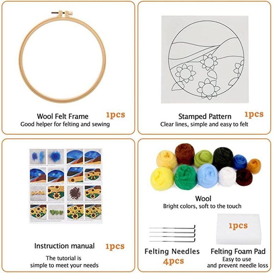 CHENISTORY Painting DIY Wool Embroidery Kit Creative Halloween DIY Wool Needle Felt Picture Craft Painting Gift Felt Needlework