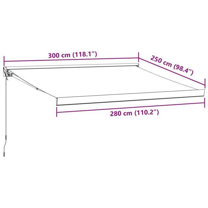 VidaXL Manual Retractable Awning Brown 300x250 Cm 3215723