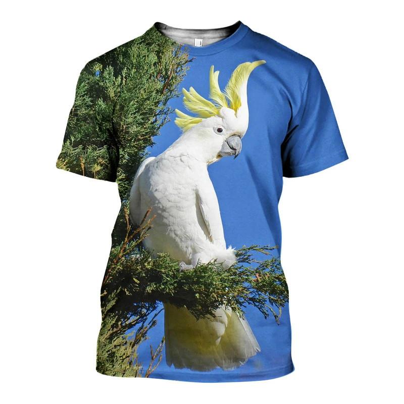 Parrot Figure 3D Printed T-shirts Summer Fashion Cool Short Sleeved Harajuku Style Street Casual Men's and Women's Unisex T-shirts