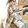 Thick Plaid Wearable Blanket Adults Warm Winter Soft Breathable Fleece With Button For Office/Travel/Home/Camping