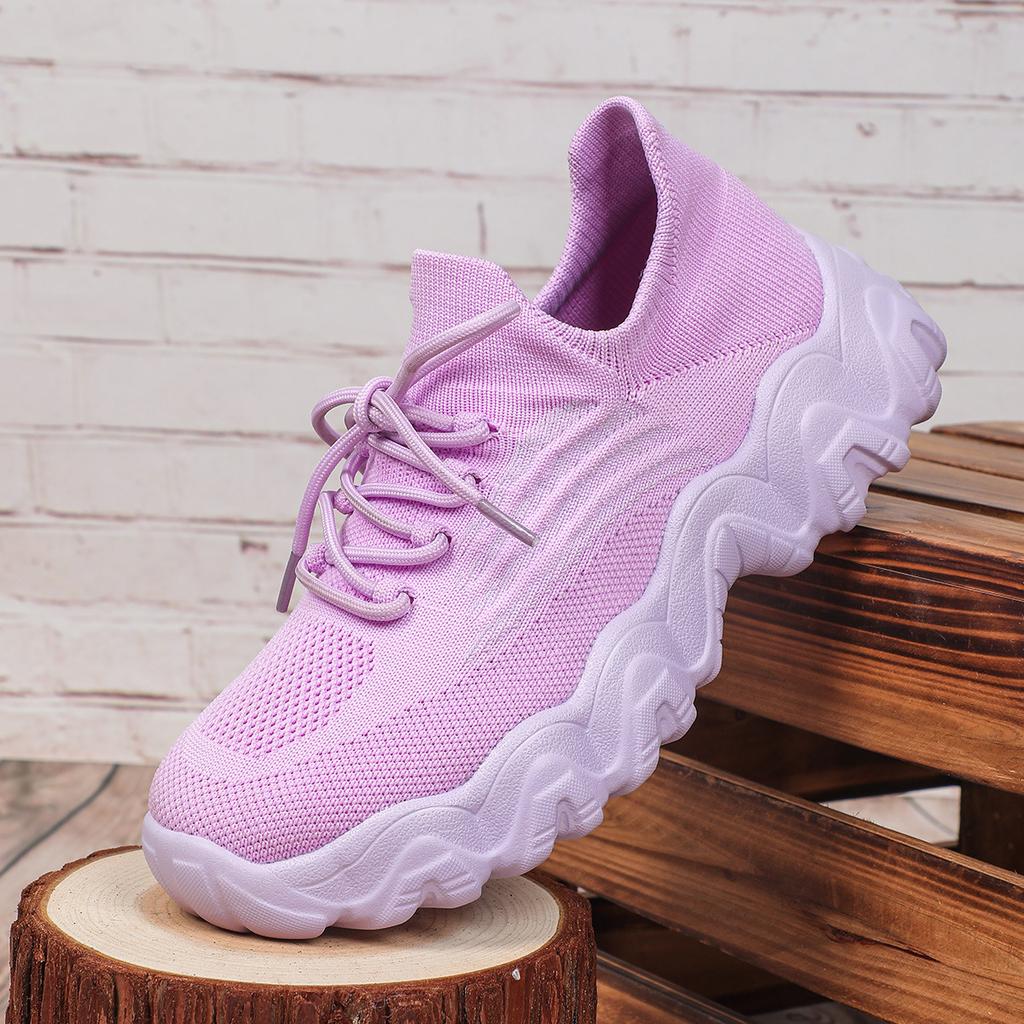 Spring Pink Casual Shoes Breathable Mesh Sports Sneakers  2026 New Fashion Non-slip Sock  Lace Up Ladies Comfort Sneakers