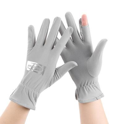 Gants de protection solaire été femme voiture électrique soie glacée fins protection UV conduite extérieur doigt A03-FS2