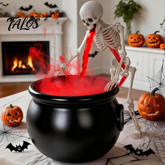 Dark Themed Tabletop Ornaments Halloween Witch Cauldron Fog Machine, Ultrasonic Mist Maker with Glowing LED, Potion Bowl for Spooky Party Decor