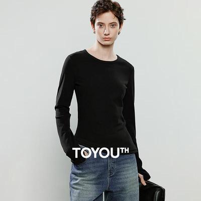 Chuyu Damen Slim-Fit Asymmetrisches Langarm-T-Shirt