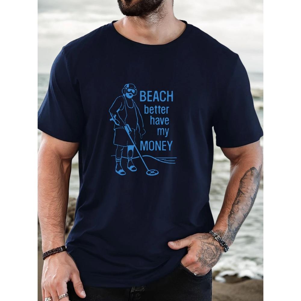 

МУЖСКАЯ ПЛЯЖНАЯ ЛУЧШЕ ОТДАЙ МОИ ДЕНЬГИ Летняя Повседневная Футболка с Коротким Рукавом и Круглым Вырезом XXXXL темно-синий