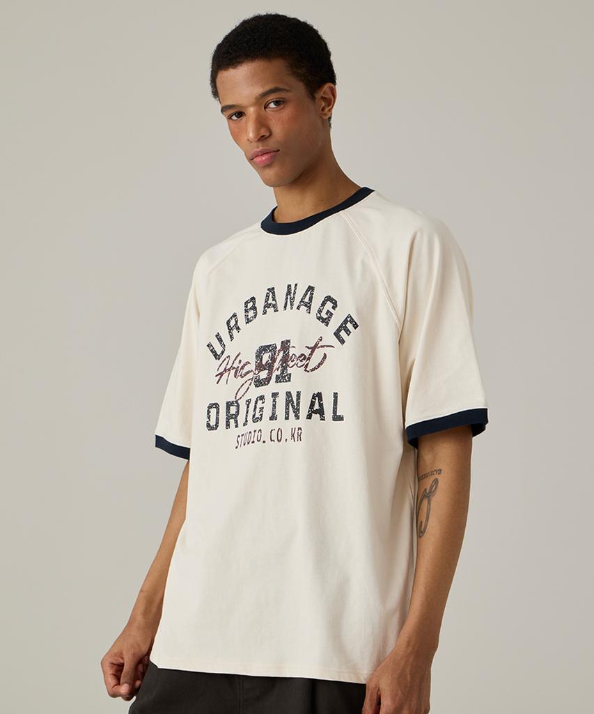 URBANAGE [2Pack] High Street Ringer Raglan Oversized Short Sleeve 3 Colors (Type A)