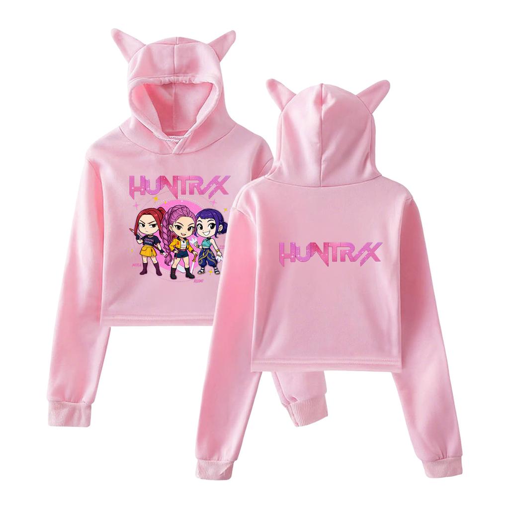 Sexy Kpop Demon Hunter Crop Tops Women Sweatshirt Long Sleeve Girls Fashion Sweatshirts