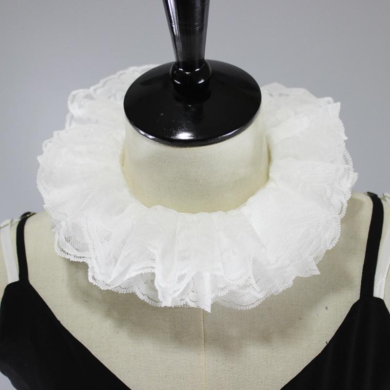 Sweater Decorative Collar for Women Neck Ruff Tulle Scarf Layered Floral Lace False Fake Collar