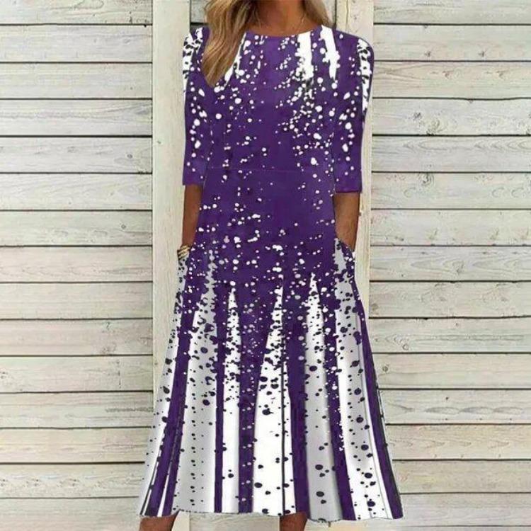 Plus Size Maxi Dress Women Casual Loose Big Swing Long Dress Half Sleeve Gradients Printing Holiday Vestidos Longos Robe Fashion
